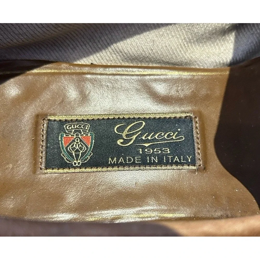 Gucci 1953 Shoes Horsebit Studded Dress Loafers Brown Mens Sz US‎ 9